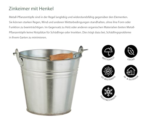 Dehner Dekoeimer, Ø 28 cm, Höhe 28 cm, verzinkt, silber