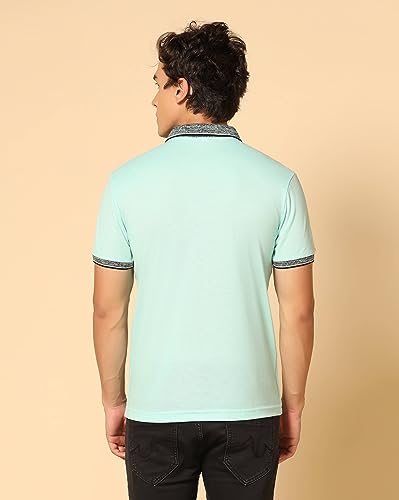 Image of INKKR Men's Solid Polo Collared Neck T-Shirt Combo (L.Green,L.Blue)-M