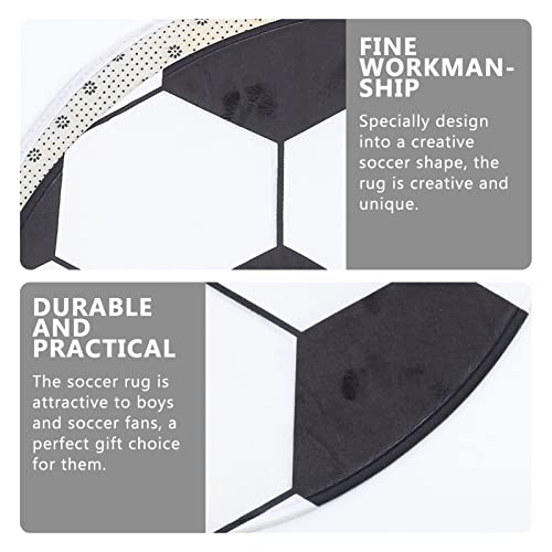 Milisten Soccer Rug Round Kids Rug Football 60cm Round Rug Carpet Floor Chair Mat Circle Area Rug for Kids Rooms Childrens Bedroom Black White Football Check - Image 4