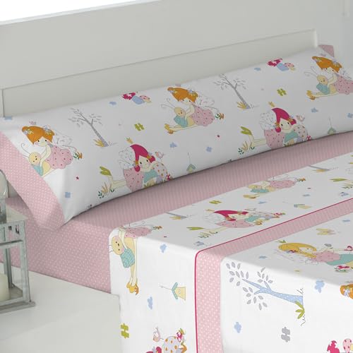 Cisne Rojo Juego de Sabanas Verano. Juego Sabanas Todo el Año. Sabanas Frescas. Sabanas Estampadas. Modelo Hadas. Color Rosa. Cama 105 cm (200050-105-R)