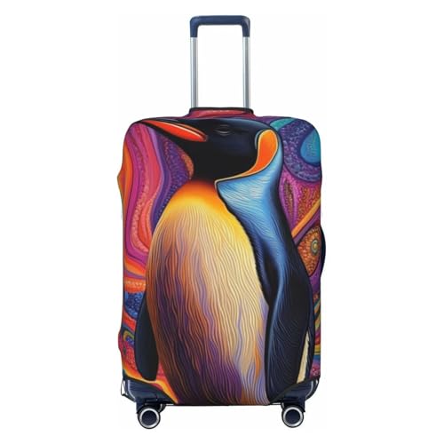 Abstract Pattern Penguin Travel Luggage Covers For Suitcase Elastic Suitcase Protector Anti-Scratch Spandex Baggage Covers Fits 18-32 Inch Luggage Large