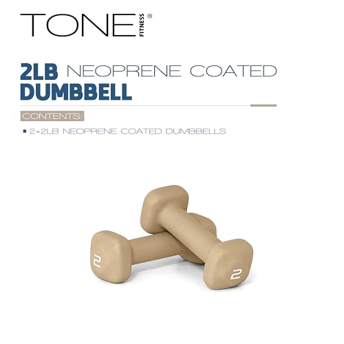 Tone Fitness Neoprene Dumbbell Weight Pairs with Anti-Roll Square Head | Multiple Options