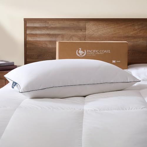 Image of Pacific Coast Premium Goose Feather & Down Bed Pillows Queen Size 1-Pack, Hotel Quality Collection, Medium-Firm Pillow for Side & Back Sleepers