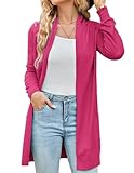 GRACE KARIN Women's Oversized Cardigan Sweater Long Sleeve Chunky Knit Outwear Hot Pink L