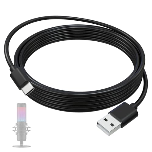 Arzweyk USB C Data Charging Cable Cord Compatible with HyperX QuadCast 2, SoloCast, QuadCast S USB Condenser Gaming Microphone, Replacement for TONOR TC30, Fifine A6/K688, Elgato Wave 3 Mic, 5 FT