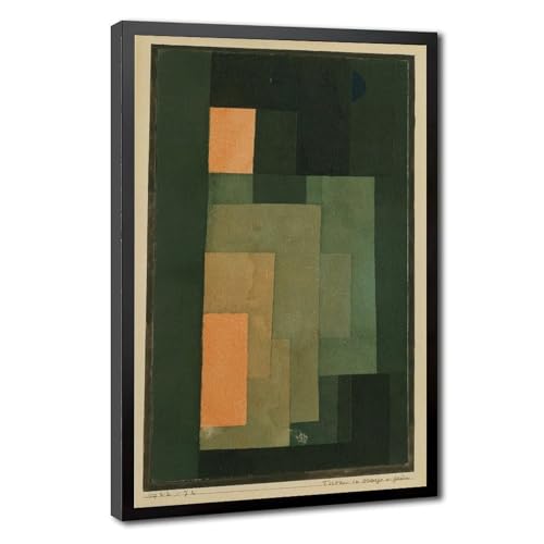 Impression sur toile Paul Klee tour orange et verte cadre 61x91 cm