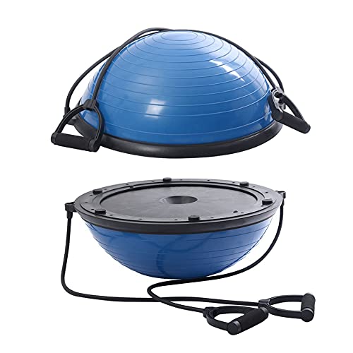 Yoga-Ball-Balance-Ball-Balance-Trainer-Half-Ball-with-Resistant-Band-Strength-Exercise-Fitness-Yoga-with-Foot-Pump-for-Gym-Office-Home-Blue