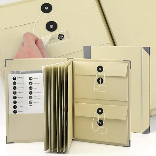 Image of Document Organizer Folio with Labels, Personal Family Important Document Binder, Life Binder Organizer Folio Kit for Birth Certificate, Passports, Photos & Letters - 1Pcs, Multicolor