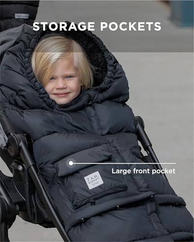Image of 7AM Enfant Stroller Blanket 212 - Adjustable Baby Car Seat Zipped Blanket for Babies Winter, Unisex Multi Purpose Fleece Lined Warm Hooded Toddler Footmuff Water Repellent | (6M - 4T)