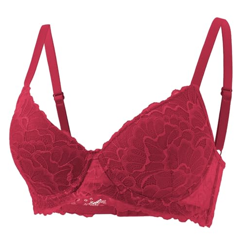 Women No Underwire Bras Comfortable Supportive Tshirt Push Up Bralettes Breathable Everyday Bras Red