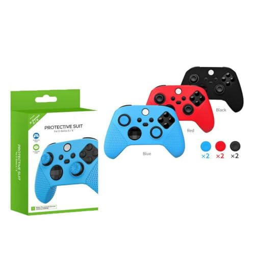 Image of TMG Silicone Cover Case for Xbox Series X /S Controller, Rubber Skin Protector for Xbox Series X /S Controller with Matching Thumb Grips (Black)