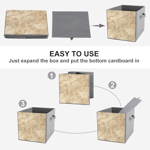 Bacs de rangement pliables marbre beige pour optimiser les placards