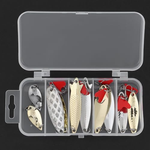 OriGlam 10pcs Metal Fishing Lures Metal Spoon Spinner Baits Hard Baits, Fishing Spoon Spinnerbait Spoons for Saltwater Freshwater Trout Bass Salmon - Image 2
