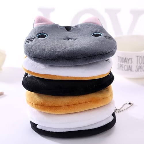 6pcs Cat Pattern Purses with Keyring Plush Coin Purses Cartoon Portable Wallet for Working Dating Travelling Shopping2