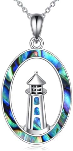 Lighthouse Necklace 925 Sterling Silver Lighthouse Pendant Necklace Abalone Shell Lighthouse Jewelry Gifts for Women - Image 8