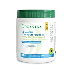 Organika Enhanced Collagen Poudre de peptides pour cheveux, peau, ongles et articulations – Hydrolysé pour meilleure absorpt