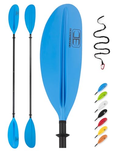 Image of OCEANBROAD Kayak Paddle 230CM /90.5 Inches Carbon Shaft Kayaking Boating Oar with Paddle Leash