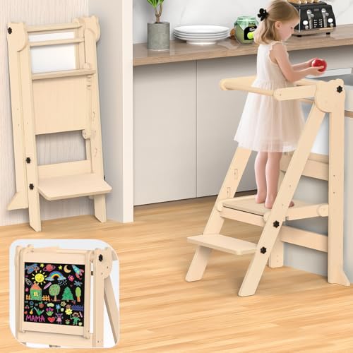 Acenova Foldable Toddler Tower with Blackboard