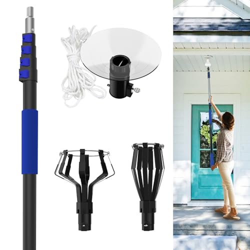 SKGPOLE 26FT Reach Light Bulb Changer for High Ceilings with Telescopic Extension Pole 5-20Foot Light Bulb Extension Pole Changer with Baskets and Suction Cup for High Ceilings and Recessed Lights