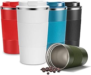 YINJAM Travel Mug Reusable Insulated Coffee Cups Vacuum Insulation Stainless Steel Thermal Bottle for Hot Cold Drinks (Red, 510ml)