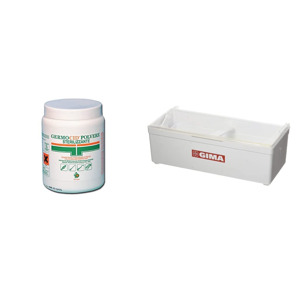 Gima 36640 Germocid Polvere, Barattolo da 500G & 35770 Vaschetta Sterilizzazione, 1.5 l