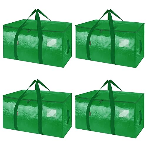 Image of BALEINE 4-Pack Oversized Moving Bags with Reinforced Handles, Heavy-Duty Storage Tote for Clothes, Moving Supplies (Light Green, 4-Pack)