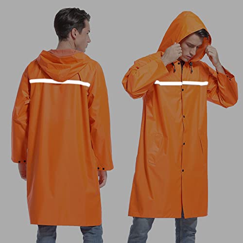 Mens Long Hooded Safety Rain Jacket Waterproof Emergency Raincoat Poncho2