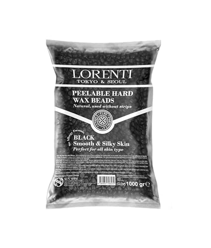 Lorenti Heißwachs Enthaarung in Perlenform Black 1Kg – 100% Natürliches Wachs für Schmerzarme Haarentfernung – Ideal für Gesicht, Beine, Bikinizone & mehr - Hartwachsperlen - Wachsperlen - Agda