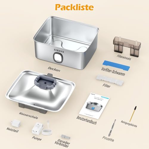 15L Trinkbrunnen für Katze, Großer Edelstahl Trinkbrunnen für Hunde mit tieferer & breiterer Trinkfläche, Ultra-leiser Katzenbrunnen mit LED & Sichtfenster - Ideal für große Hunde, Mehrere Haustiere