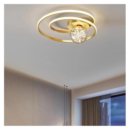 Luminaire suspendu LED moderne or D40cm, plafonnier hall et bureau
