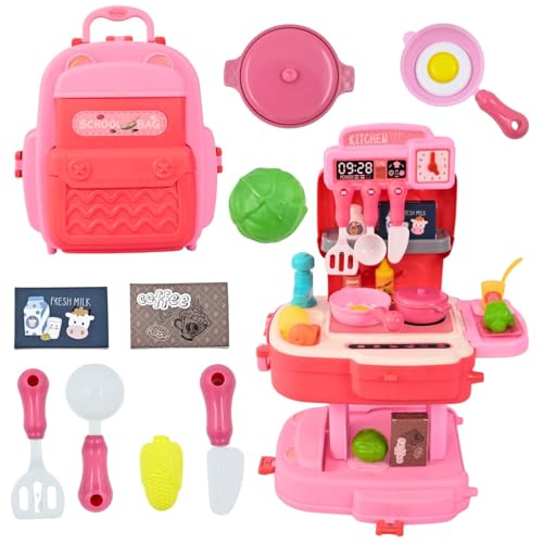 Image of 2-in-1 School Bag Kitchen Playset for Kids - Portable Pretend Food Party Role Play Cooking Set - Travel Case Toy for Girls & Boys (Ages 3+)