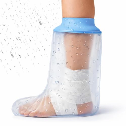 UpGoing Waterproof Foot Cast Cover for Shower Ringless Silicone Design Reusable Medical Grade Surgery Recovery Foot Protector for Men Women Ankle Wound Cover for Bathing Swimming