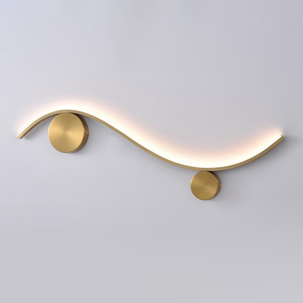HYJAUSXB LED Linear Wall Sconce Lighting Gold Light Fixture Geometric Lamp in Wave-Shape Modern Hardwired Sconces, Pendant