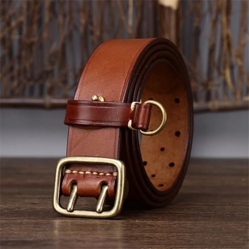Men’S 3.8CM Luxury Thick Genuine Leather Belt With Double Copper Buckle For Jeans Trousers4