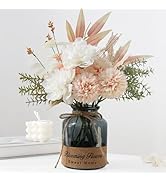 Leftover Artificial Peony and Dandelion Flower Heads in Vase, White and Pink, 1 Pound