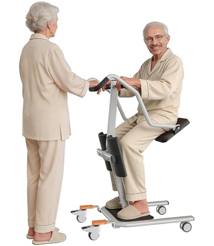 VOCIC Sit to Stand Assist Lift for Seniors Active Standing Trainer with Split Seat Upgraded All-Terrain Wheels for Carpet & Narrow Spaces Widened Base for Easy Toilet Access AY13