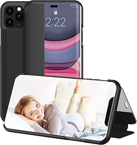 Étui iPhone 12 et 12 Pro KANUZ noir à rabat en cuir PU