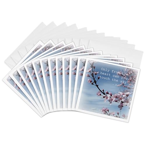 Cartes de vœux fleurs de cerisier 3dRose lot de 12 de qualité supérieure