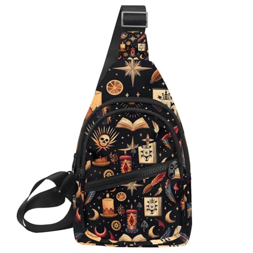 Sac à dos à bandoulière imprimé livre magique multicolore avec sangle réglable