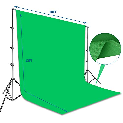 Emart Photo Video Studio 8.5 X 10Ft Green Screen Backdrop Stand Kit, Photography Background Support System With 10 X12Ft 100% Cotton Muslin Chromakey Backdrop #TOP1