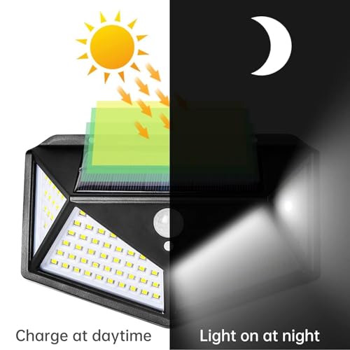 Image of 100-LED Motion Sensor Outdoor Solar Light | IP65 Waterproof Wireless Smart LED Solar Lights | Bright for Backyard, Garden, Patio, Front Door, Porch, Security Light