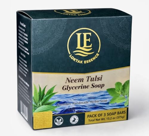 Image of Neem Tulsi Glycerine Soap Bar | Premium Handmade Herbal Soap with Neem, Tulsi, Aloe Vera & Vetiver | Gentle Cleansing for Oily & Dry Skin | 3 x 125g