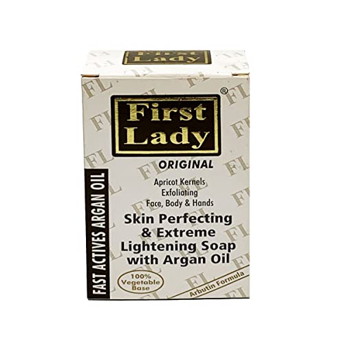 Image of First Lady Argan Oil Brightening & Exfoliating Soap 200g – Lactic Acid, Arbutin & Walnut Scrub Bar for Dark Spots, Hyperpigmentation, Smooth & Glowing Skin (Face & Body)