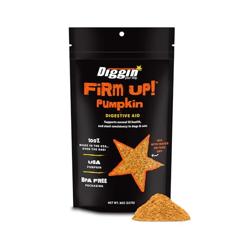 Diggin' Your Dog Firm Up! Pumpkin Bundle – Fiber Supplement with Pumpkin & Apple Fiber for Cat &...