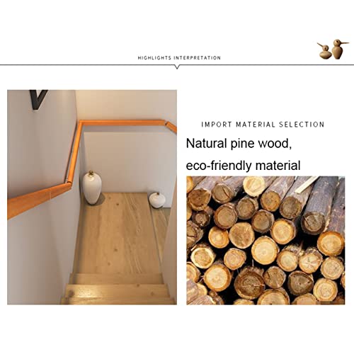 Garde-corps d'escalier en bois massif avec support mural pour bâtiment - 4