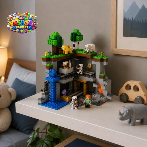 Image of Yashoni Building Blocks Toy Set for Kids | DIY STEM Construction Bricks with Mini Figures, Creative Models & Educational Play Set| Blocks Game (557, The Cave Mine)