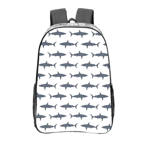OAZCVBNN Mochila transparente con estampado de peces y tiburones para la escuela, viajes, bolsa de libros, bolsas versátiles para niños y niñas