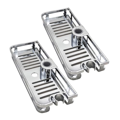 ledmomo 2個 浴室用調整可能シャワーラック 取り外し可能トレイ付き バスルーム収納オーガナイザー シャンプー鹸整理ラック