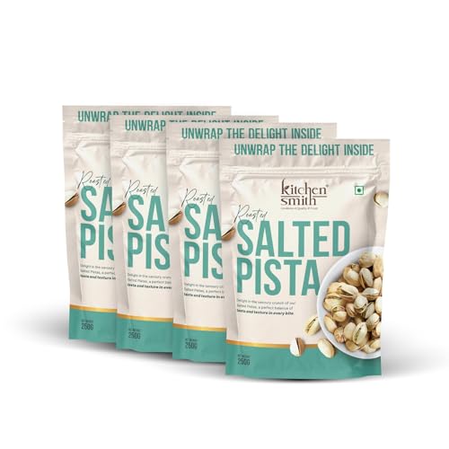 Image of KitchenSmith Salted Roasted Pista - 250gm | California Pistachios, Pista Dry Fruit, Tasty & Healthy Inshell Pistas| High In Protein | Gluten Free (With Shell, Air Tight Pouch)