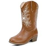 Motasha Cowgirl Boots Toddler Girl Rhinestone Boots Brown Glitter Little Girls Cowboy Boots Sparkle Size 9 Western Girls' Boots Sparkly Party Birthday Dance(M7113 Brown 9)